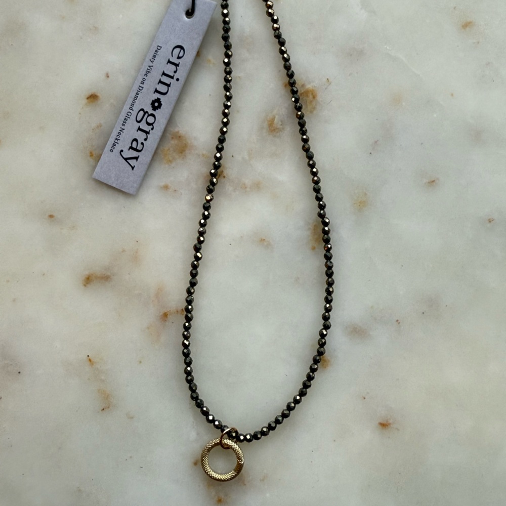 Erin Gray Pyrite 2MM HARBOR NECKLACE WITH CIRCLE OF FRIENDS GOLD FILLED PENDANT